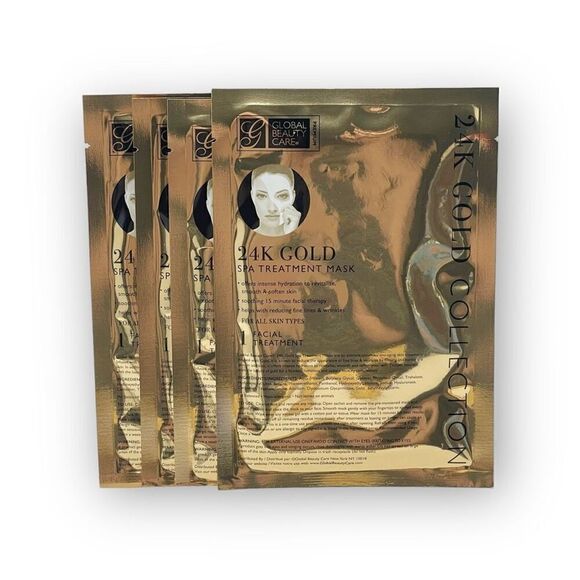 Global Beauty 24K Gold Beauty Mask Facial SpaTreatment 4 Unopened Packs - Picture 1 of 5